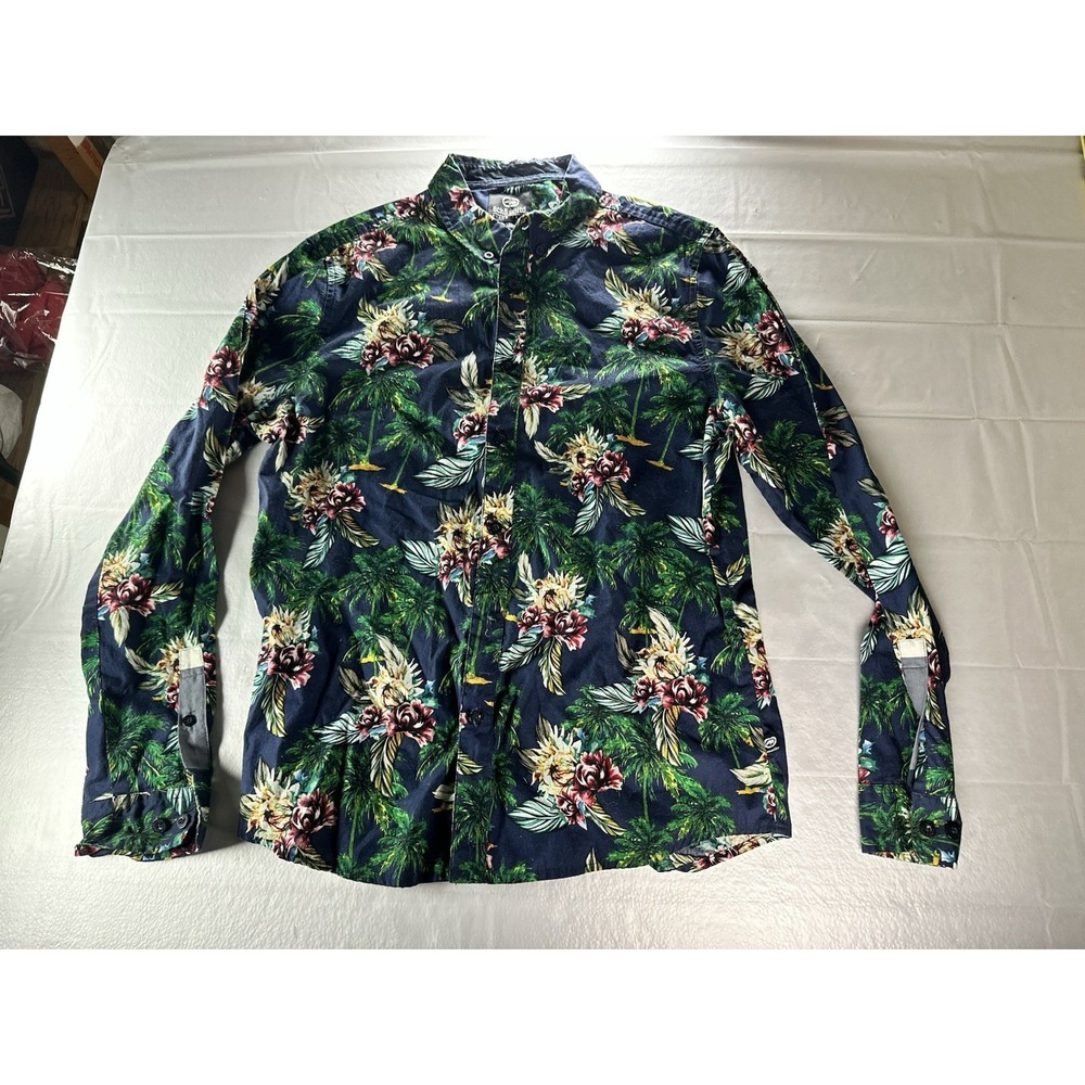 Ecko Unlimited Mens Button Up Colorful Multicolor Hawaiian Floral Shirt XL